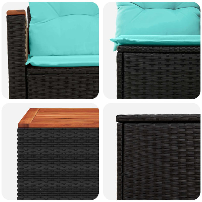 Set de canapea 8 buc. Negru și Albastru Ratan poli și Oțel WALTI