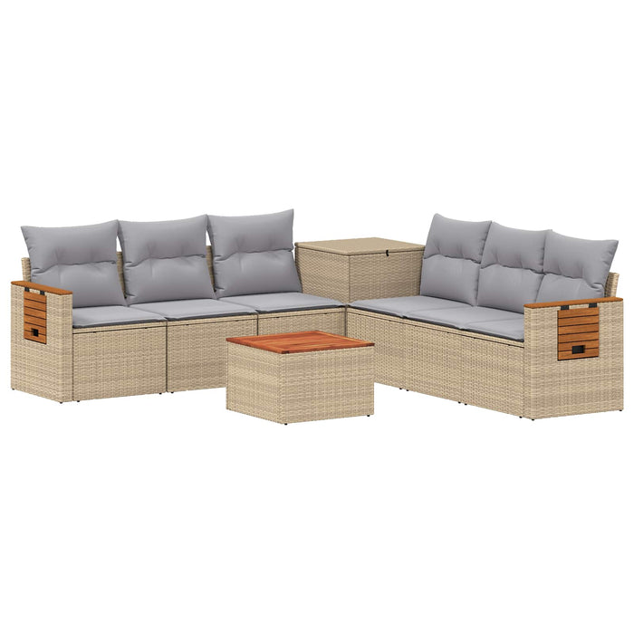 Set de canapea 8 buc. Beige și gri deschis Ratan poli și Oțel WALTI