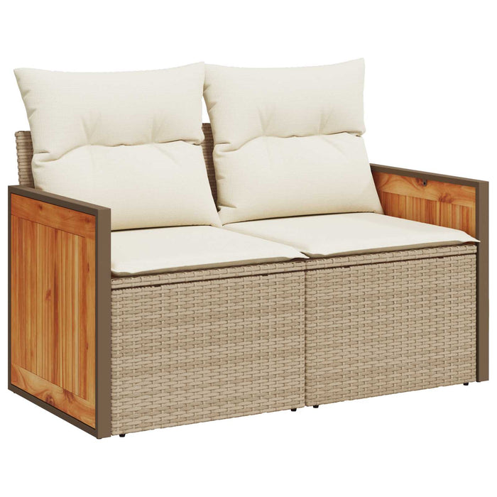 Set de canapea 8 buc. Bej și alb crem Ratan poli și Oțel WALTI