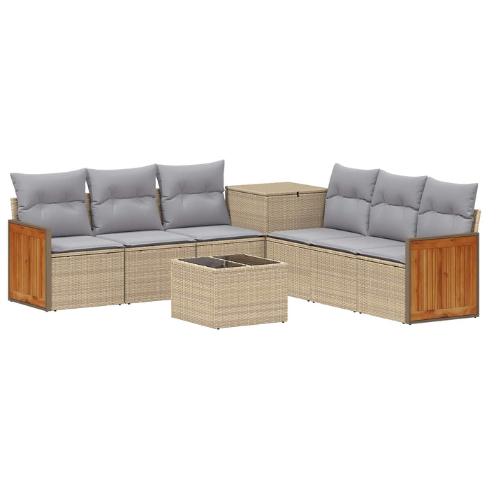Set de canapea 8 buc. Beige și gri deschis Ratan poli și Oțel WALTI