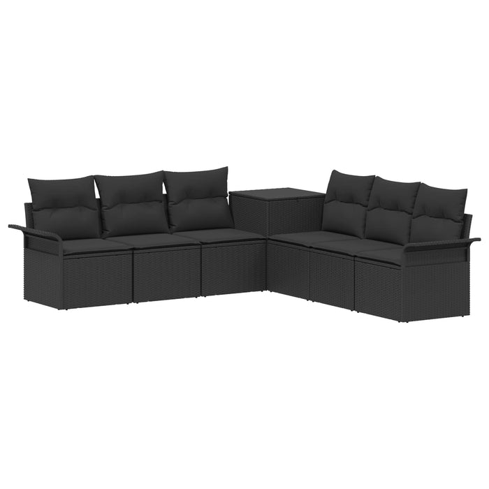 Set de canapea 7 buc. Negru Ratan poli și Oțel WALTI