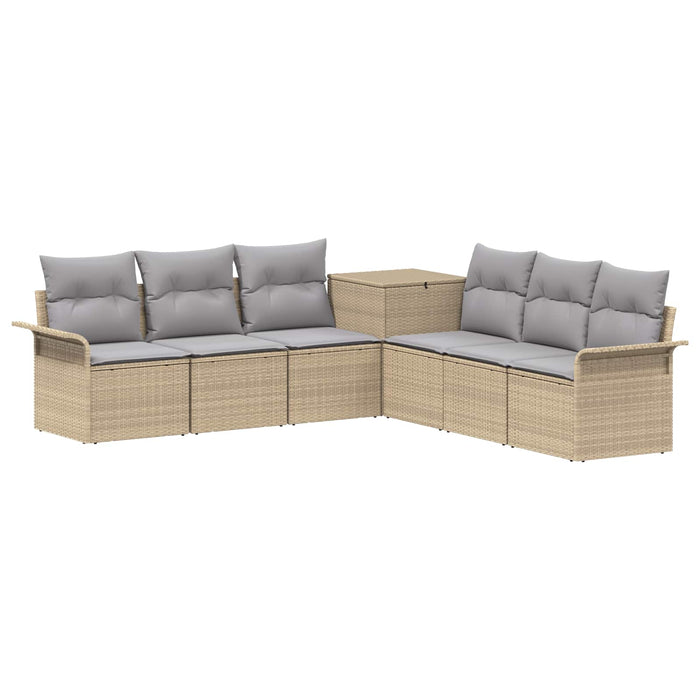 Set de canapea 7 buc. Beige și gri deschis Ratan poli și Oțel WALTI