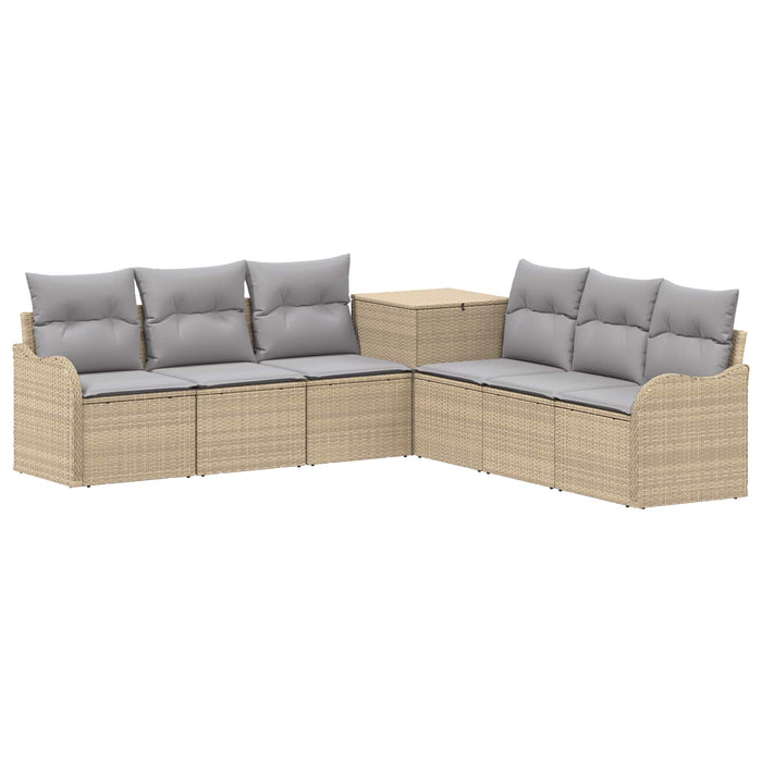 Set de canapea 7 buc. Beige și gri deschis Ratan poli și Oțel WALTI
