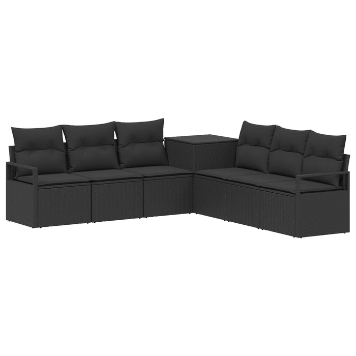 Set de canapea 7 buc. Negru Ratan poli și Oțel WALTI
