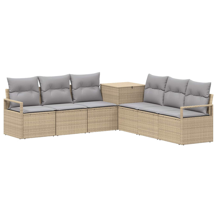 Set de canapea 7 buc. Beige și gri deschis Ratan poli și Oțel WALTI