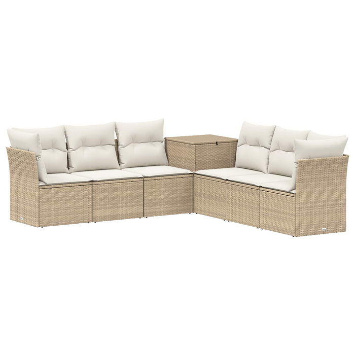Set de canapea 7 pcs Bej și alb crem Ratan poli și Oțel WALTI