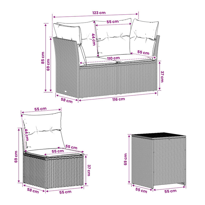 Set de canapea 7 pcs Gri deschis și gri închis WALTI