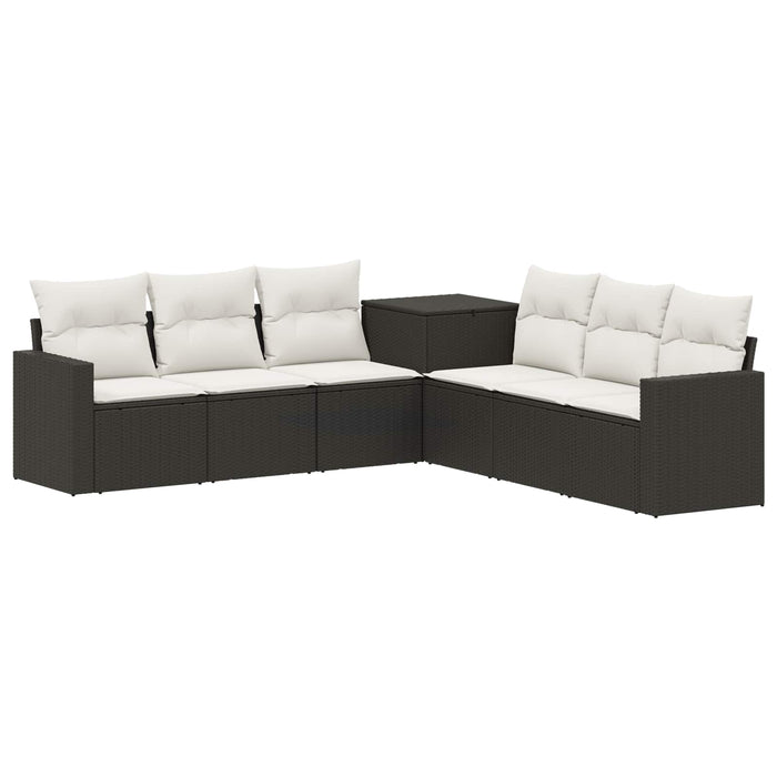 Set de canapea 7 pcs Negru și Alb crem Ratan poli și Oțel WALTI