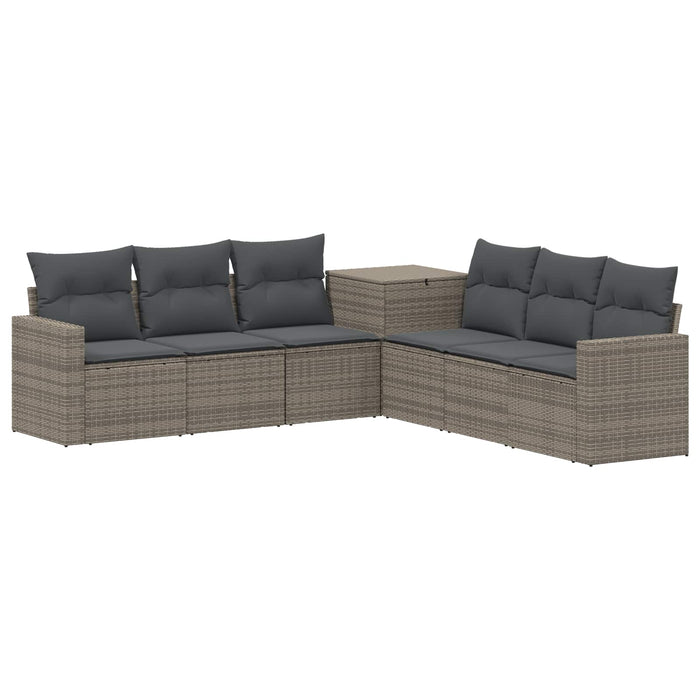 Set de canapea 7 pcs Gri și gri închis Ratan poli și Oțel WALTI