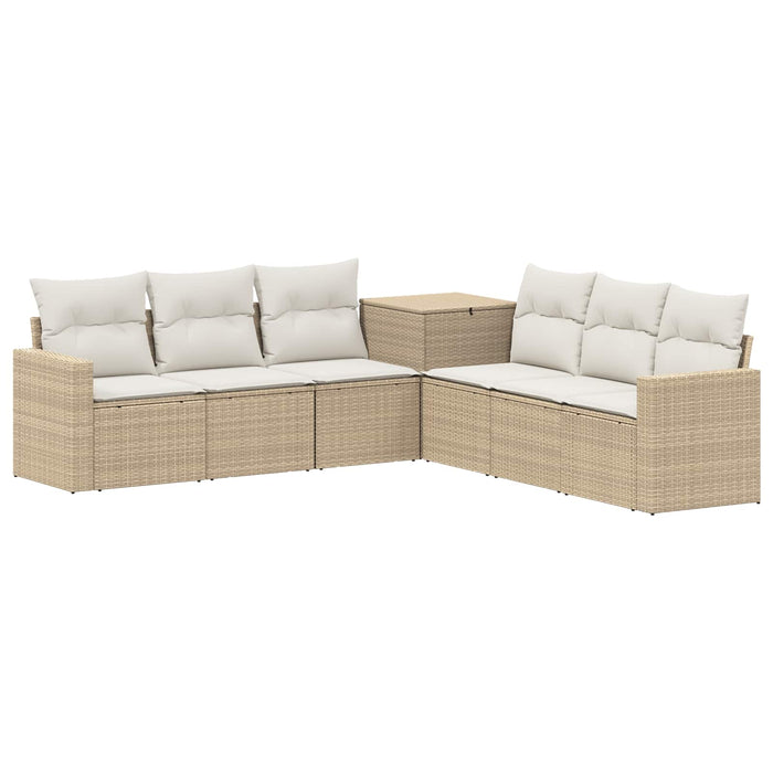 Set de canapea 7 pcs Bej și alb crem Ratan poli și Oțel WALTI