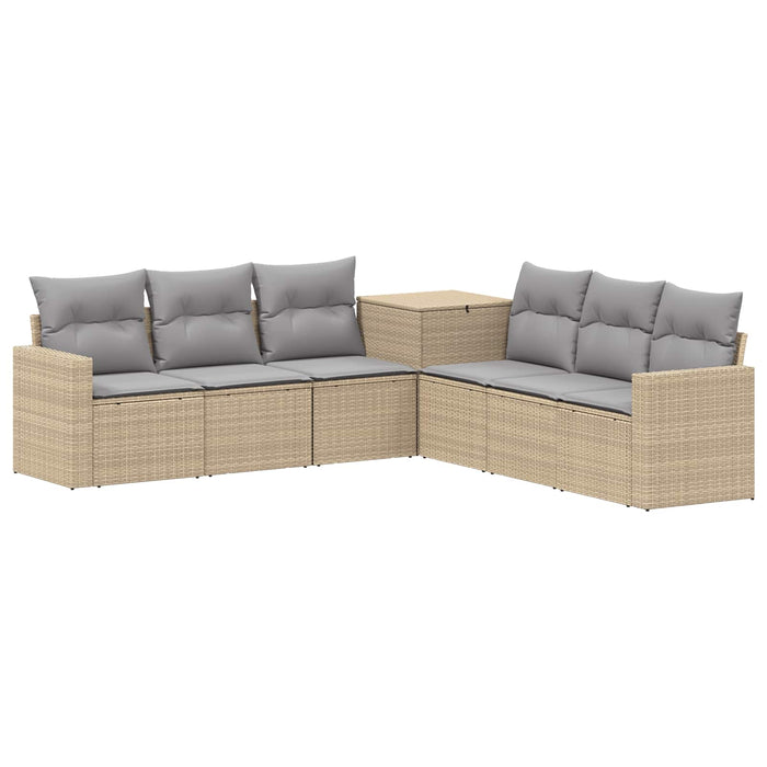 Set de canapea 7 pcs Beige și gri deschis Ratan poli și Oțel WALTI