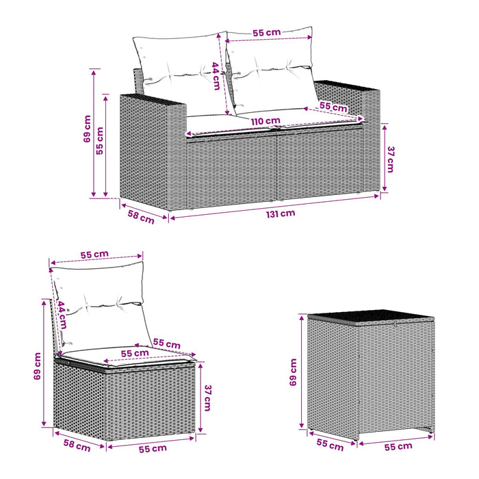 Set de canapea 7 pcs Gri deschis și gri închis WALTI