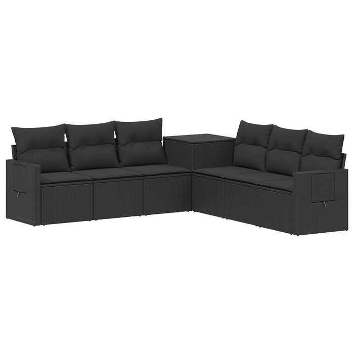 Set de canapea 7 pcs Negru Ratan poli și Oțel WALTI