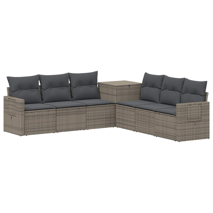 Set de canapea 7 pcs Gri și gri închis Ratan poli și Oțel WALTI