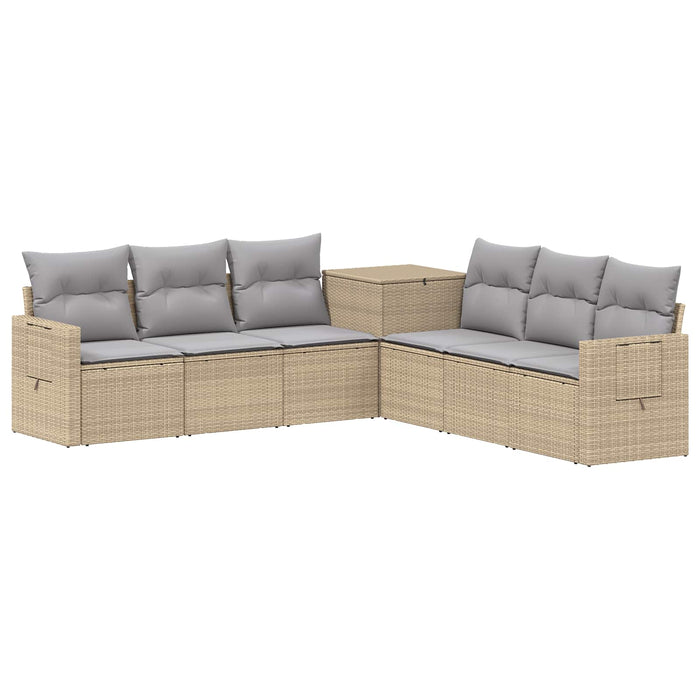 Set de canapea 7 pcs Beige și gri deschis Ratan poli și Oțel WALTI