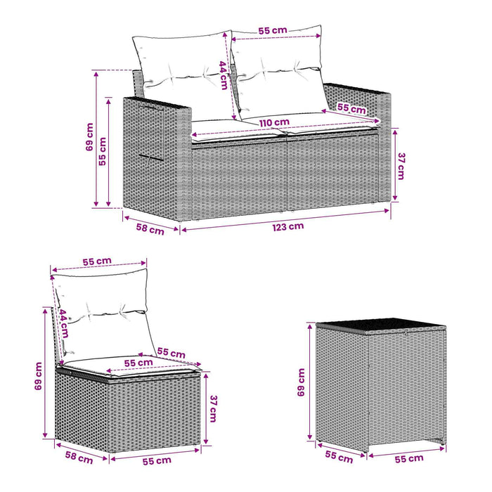 Set de canapea 7 pcs Gri deschis și gri închis WALTI