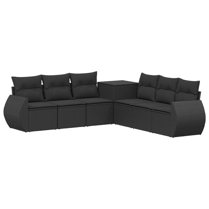 Set de canapea 7 pcs Negru Ratan poli și Oțel WALTI