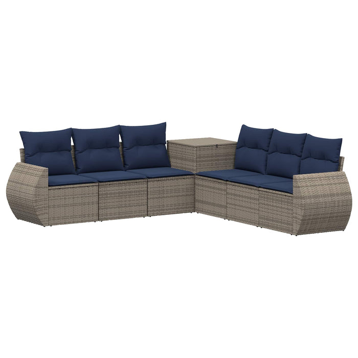 Set de canapea 7 pcs Gri și albastru marin Ratan poli și Oțel WALTI