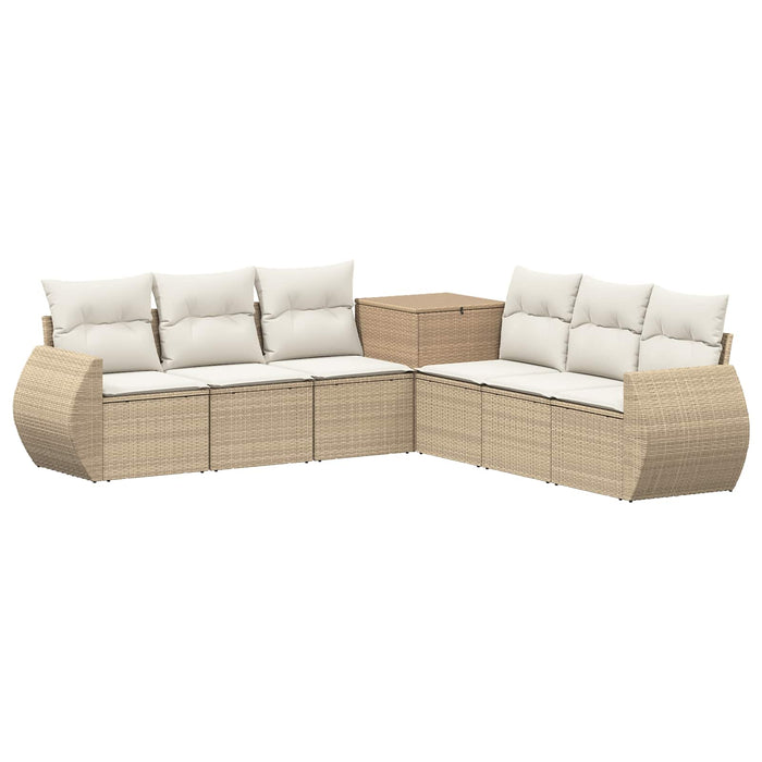 Set de canapea 7 pcs Bej și alb crem Ratan poli și Oțel WALTI
