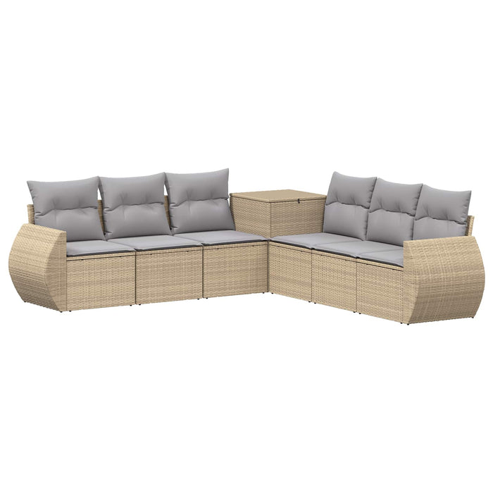 Set de canapea 7 pcs Beige și gri deschis Ratan poli și Oțel WALTI