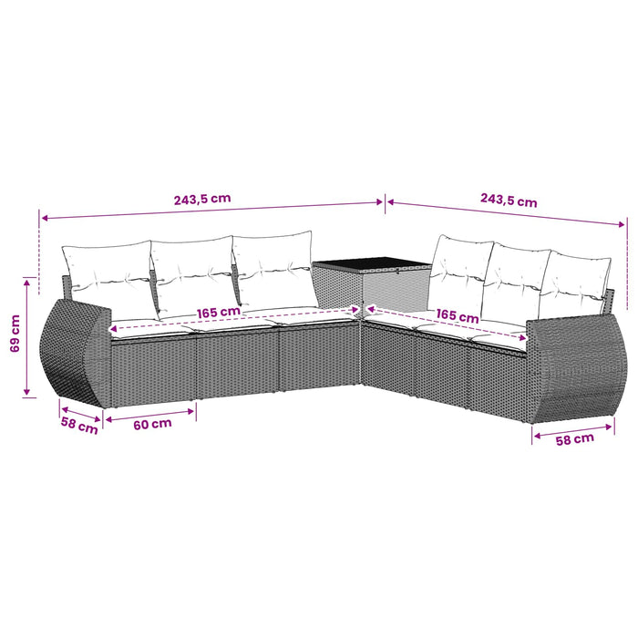 Set de canapea 7 pcs Gri deschis și gri închis WALTI