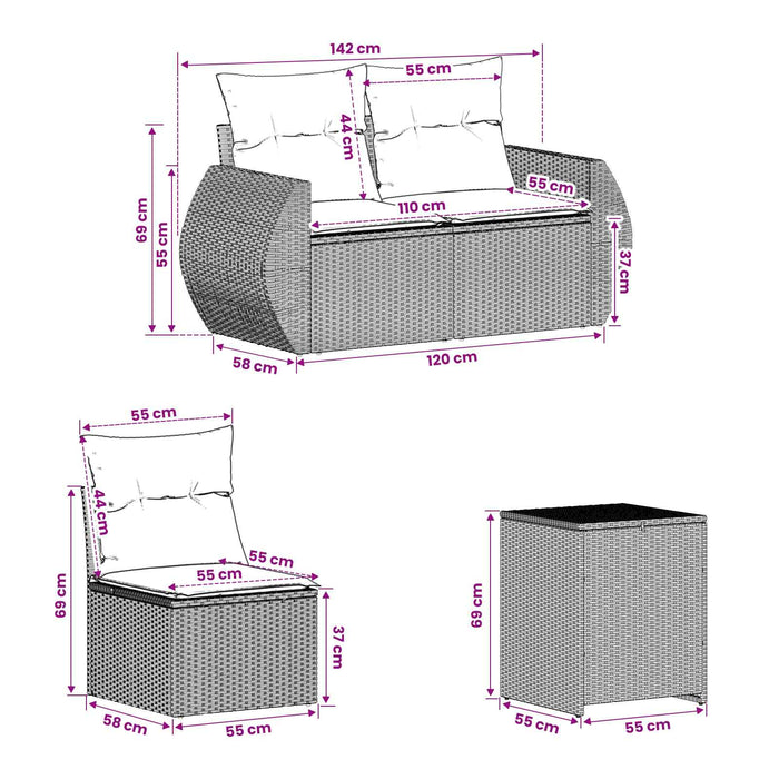 Set de canapea 7 pcs Gri deschis și gri închis WALTI