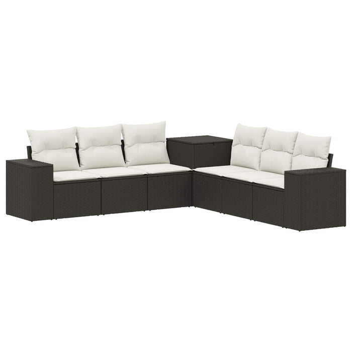 Set de canapea 7 pcs Negru și Alb crem Ratan poli și Oțel WALTI