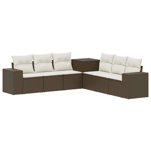 Set de canapea 7 pcs Maro și Alb Crema Ratan poli și Oțel - WALTI WALTI
