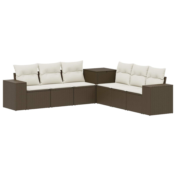 Set de canapea 7 pcs Maro și Alb Crema Ratan poli și Oțel WALTI