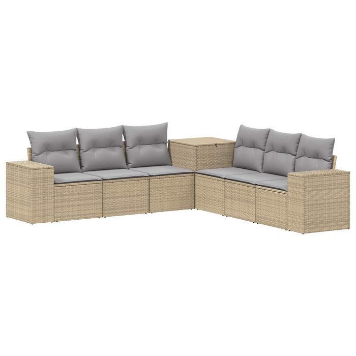 Set de canapea 7 pcs Beige și gri deschis Ratan poli și Oțel WALTI
