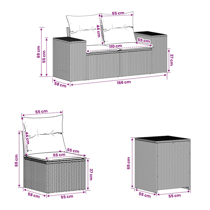 Set de canapea 7 pcs Gri deschis și gri închis WALTI