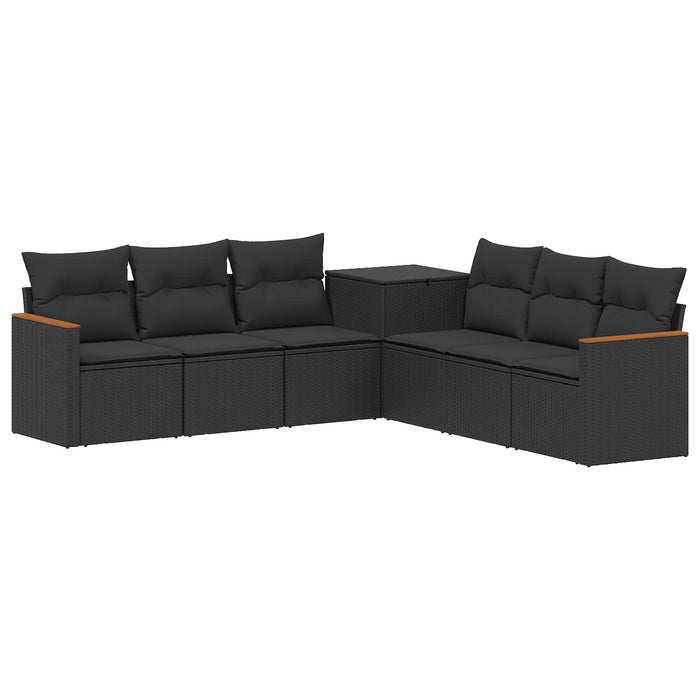 Set de canapea 7 pcs Negru Ratan poli și Oțel WALTI