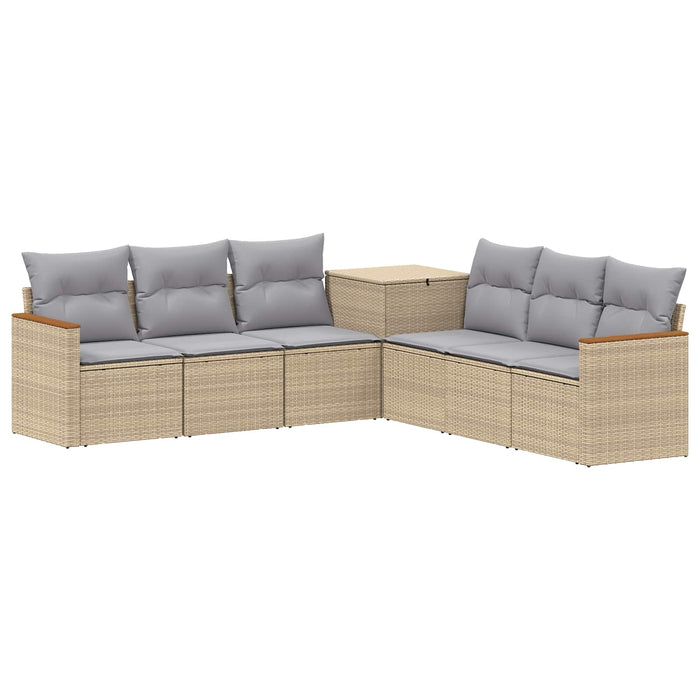 Set de canapea 7 pcs Beige și gri deschis Ratan poli și Oțel WALTI