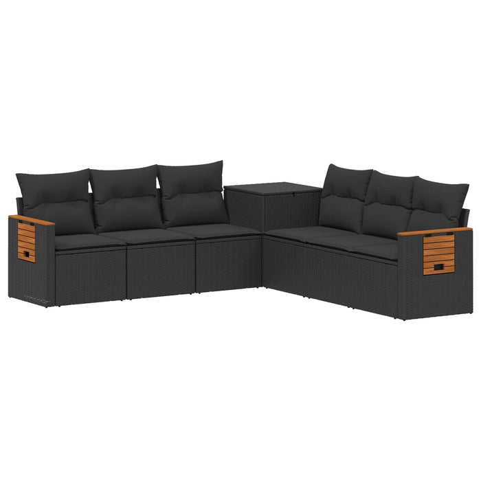 Set de canapea 7 pcs Negru Ratan poli și Oțel WALTI