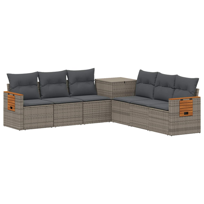Set de canapea 7 pcs Gri și gri închis Ratan poli și Oțel WALTI