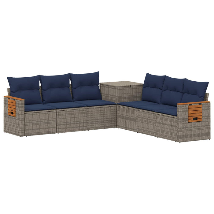Set de canapea 7 buc. Gri și albastru marin 123 x 62 x 69 cm WALTI