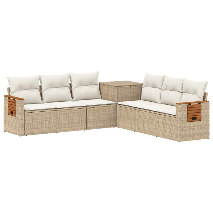 Set de canapea 7 pcs Bej și alb crem Ratan poli și Oțel WALTI