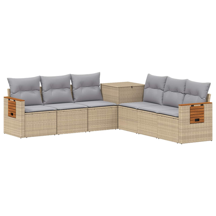 Set de canapea 7 pcs Beige și gri deschis Ratan poli și Oțel WALTI