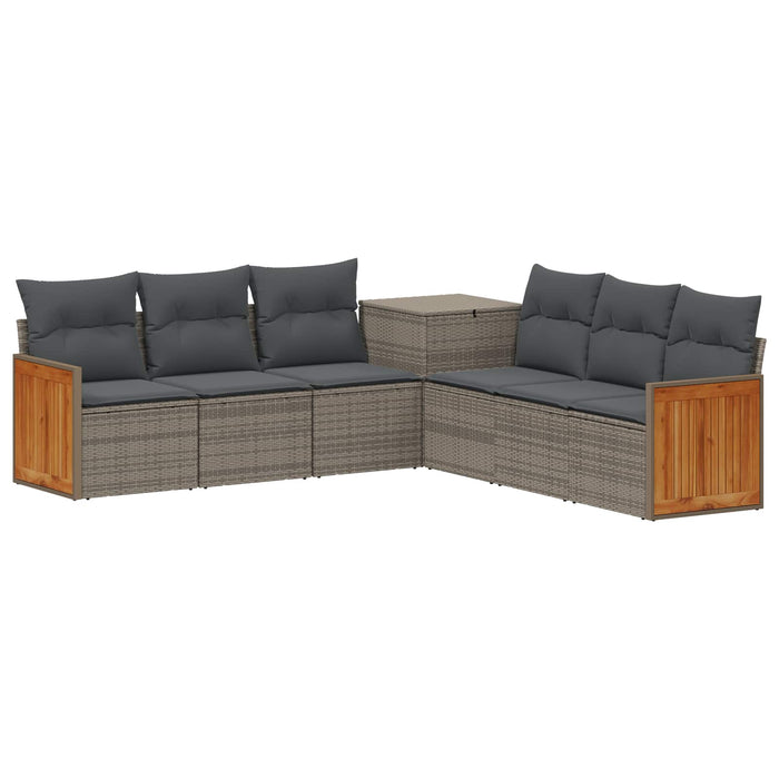 Set de canapea 7 pcs Gri și gri închis Ratan poli și Oțel WALTI