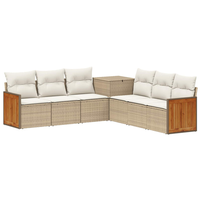 Set de canapea 7 pcs Bej și alb crem Ratan poli și Oțel WALTI
