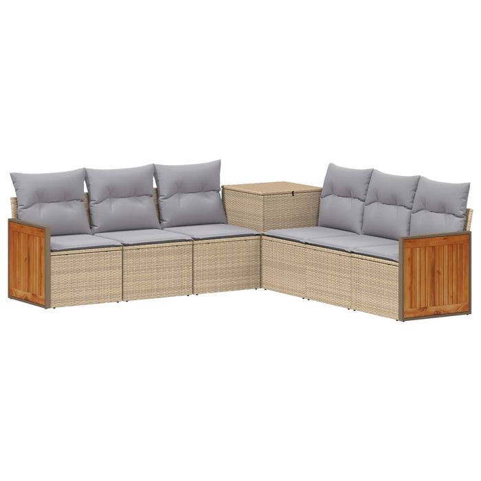 Set de canapea 7 pcs Beige și gri deschis Ratan poli și Oțel WALTI