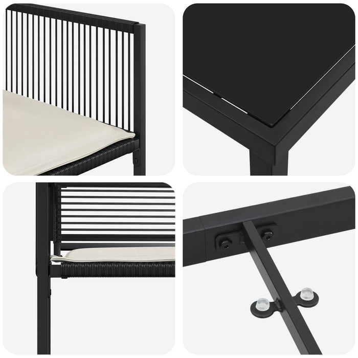 Set de masă pentru grădină 5 pcs Negru poliratan WALTI