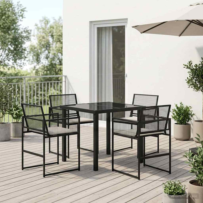 Set de masă pentru grădină 5 pcs Negru poliratan WALTI