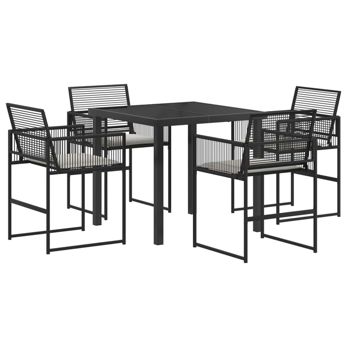 Set de masă pentru grădină 5 pcs Negru poliratan WALTI