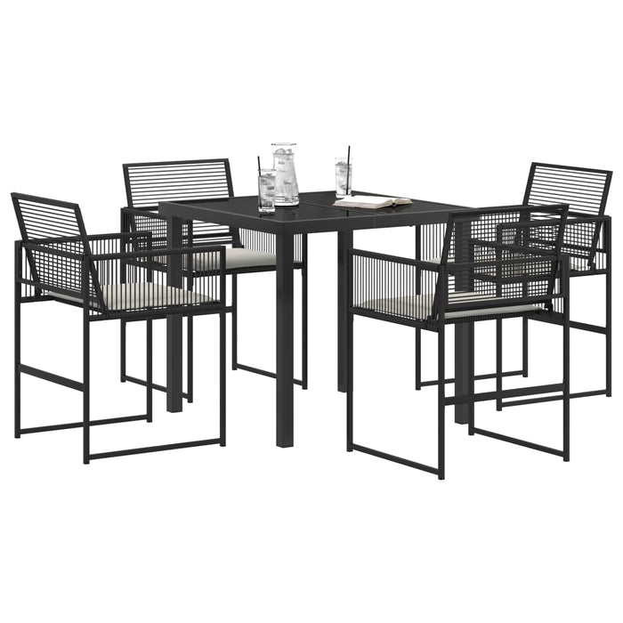 Set de masă pentru grădină 5 pcs Negru poliratan WALTI