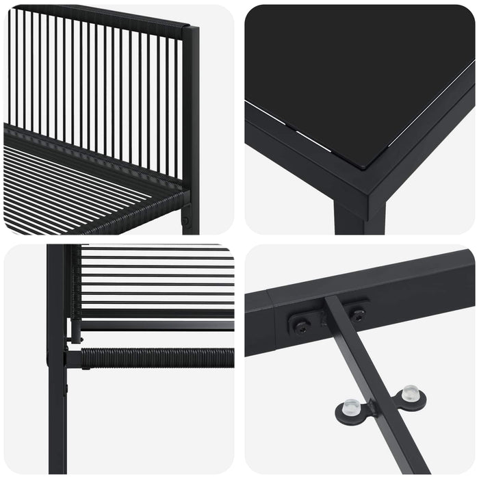 Set de masă pentru grădină 5 pcs Negru poliratan - WALTI WALTI