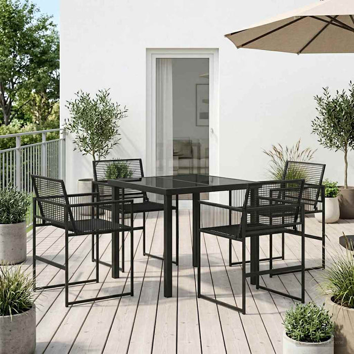 Set de masă pentru grădină 5 pcs Negru poliratan - WALTI WALTI