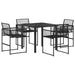 Set de masă pentru grădină 5 pcs Negru poliratan - WALTI WALTI