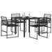 Set de masă pentru grădină 5 pcs Negru poliratan - WALTI WALTI
