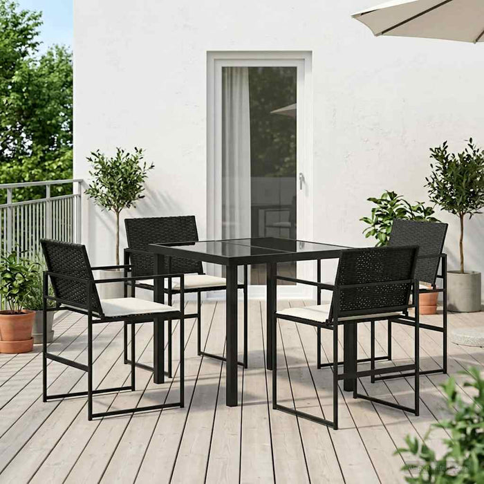 Set de masă pentru grădină 5 pcs Negru și Crem poliratan WALTI